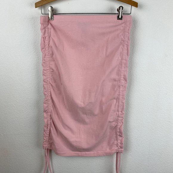 Forever 21 Pink Mini Knit Skirt Large Adjustable Gathered Sides Clubbing - Picture 4 of 15